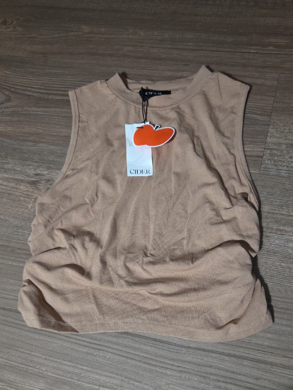 Cider Ribbed Sleeveless Tank Top in Light Beige